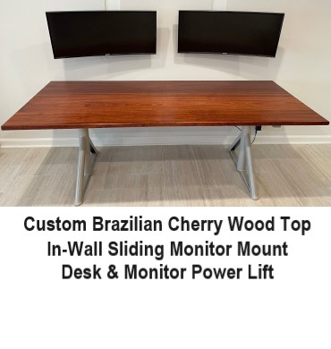Jatoba Wood Desk mounted on a power lift base